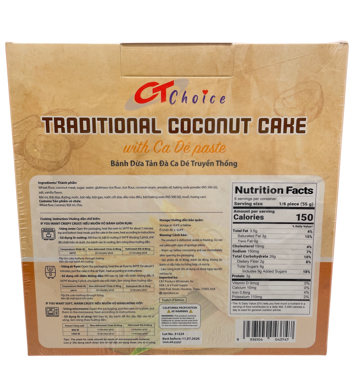 CT Choice - Coconut Cake - With Ca Dé Paste