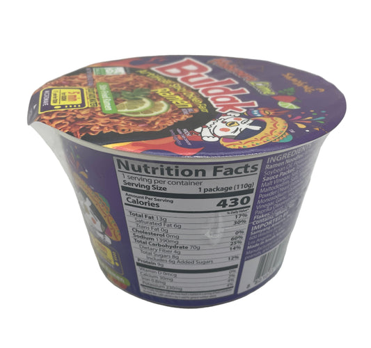Bubba Q instant noodles cup on a white background