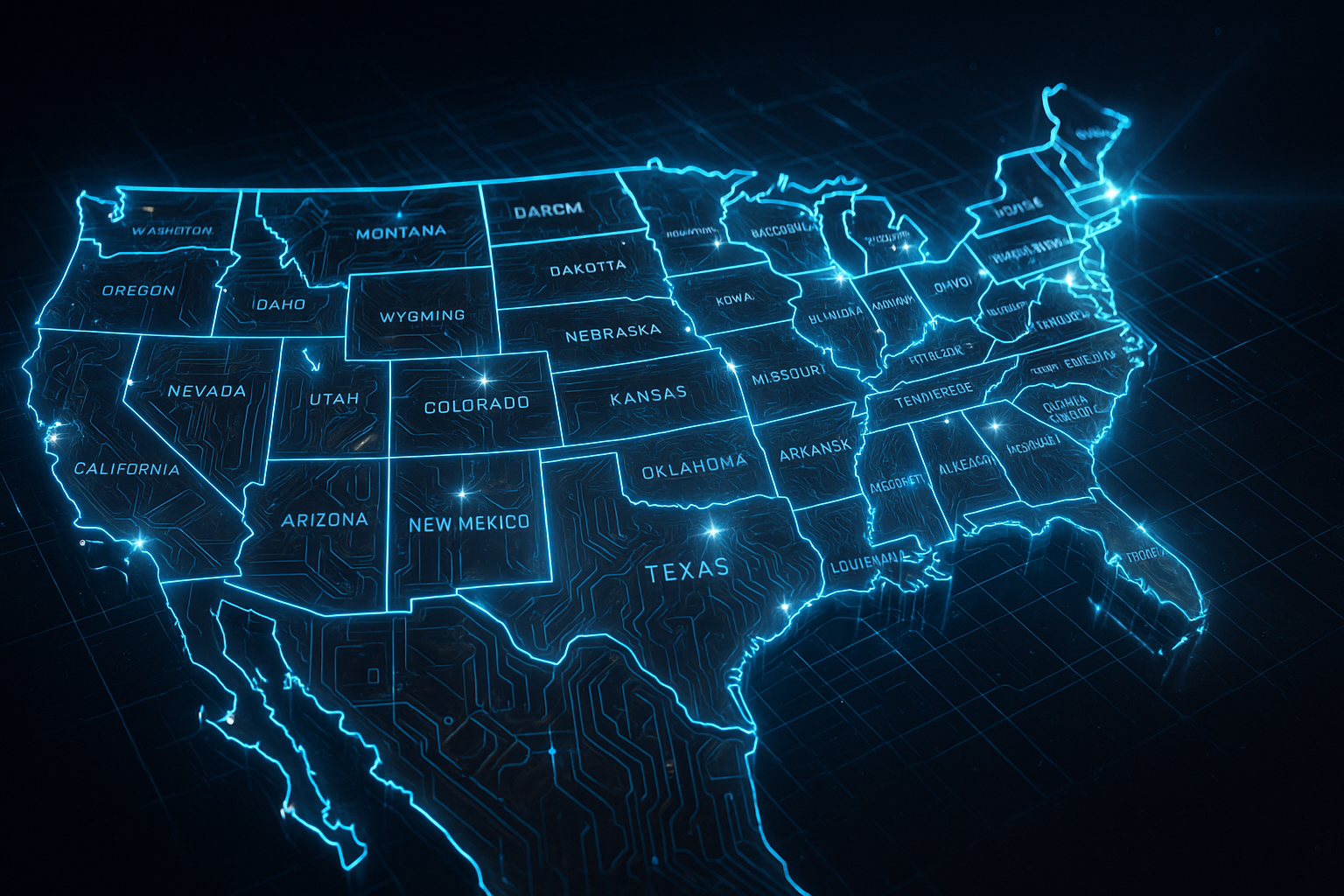 USA map in sci-fi theme